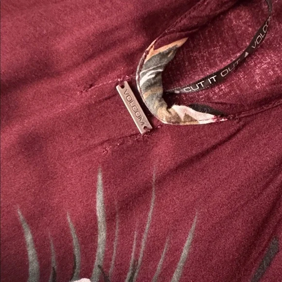 Volcom Burgundy Dress with Teal Tropical Floral Flowers Size Small Beach Luau - Picture 4 of 6